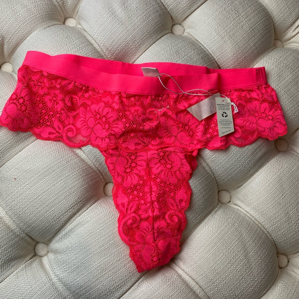 NWT We Are HAH Spin Me High Waisted Lace Panty in Hot Pink Size XL